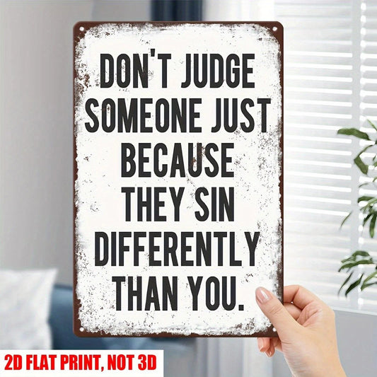 Tin Vintage Don't Judge Funny Wall Art Aluminum Sign — product artwork