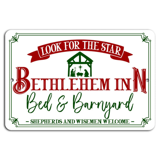 Rustic Bethlehem Holiday Christmas Aluminum Sign — product artwork