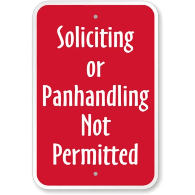 Soliciting Panhandling Not Permitted Aluminum Sign — product artwork