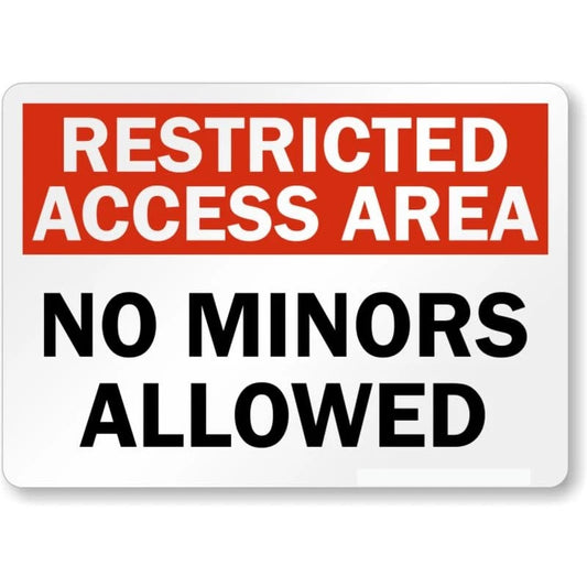 Restricted Access No Minors Aluminum Sign — product artwork