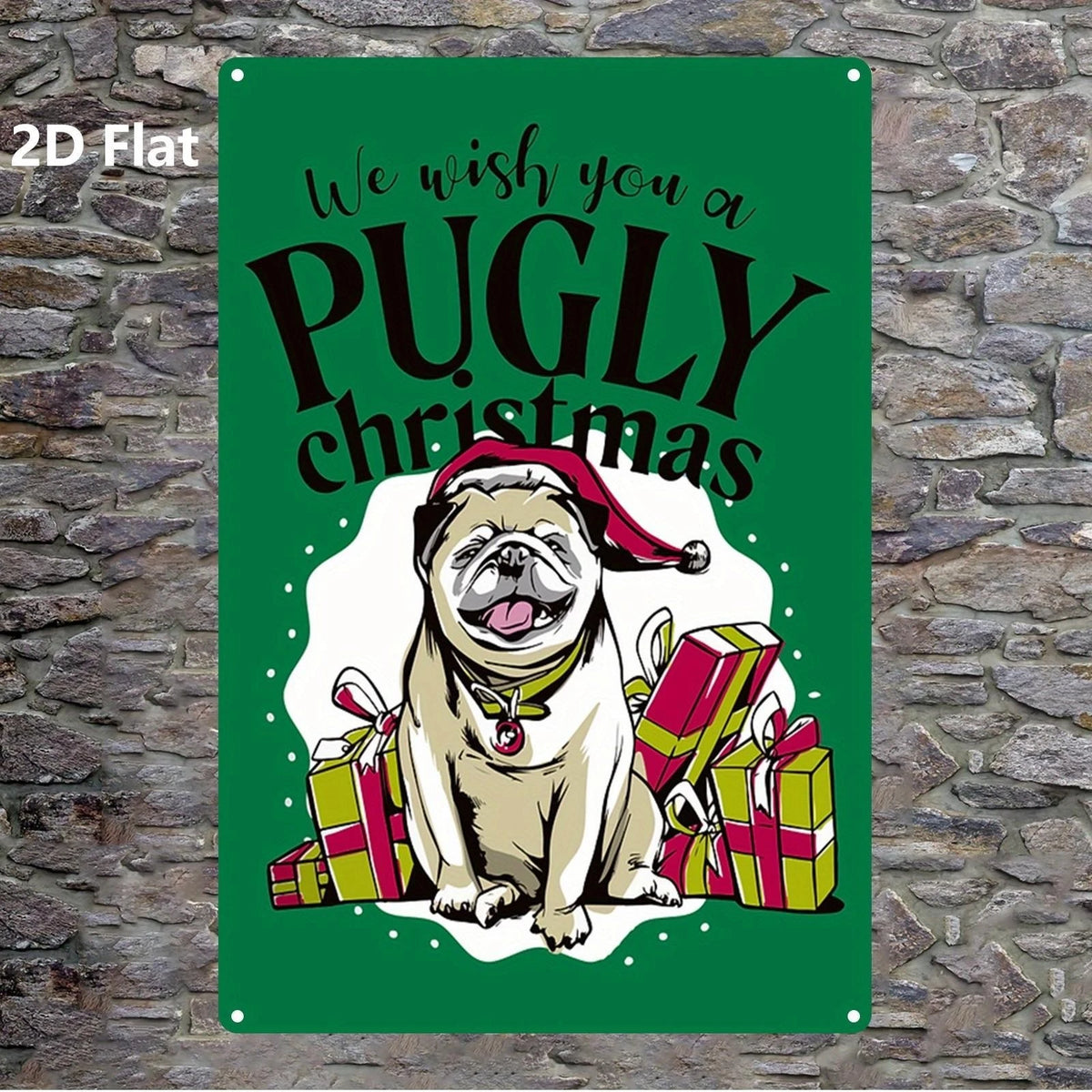 Pug Christmas Funny Aluminum Sign — product artwork
