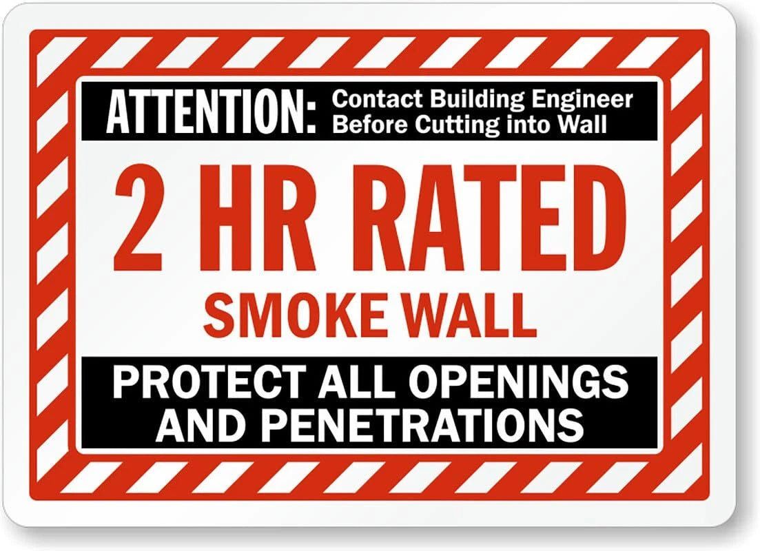 Smoke Wall 2 Hour Business Warning Aluminum Sign — product artwork