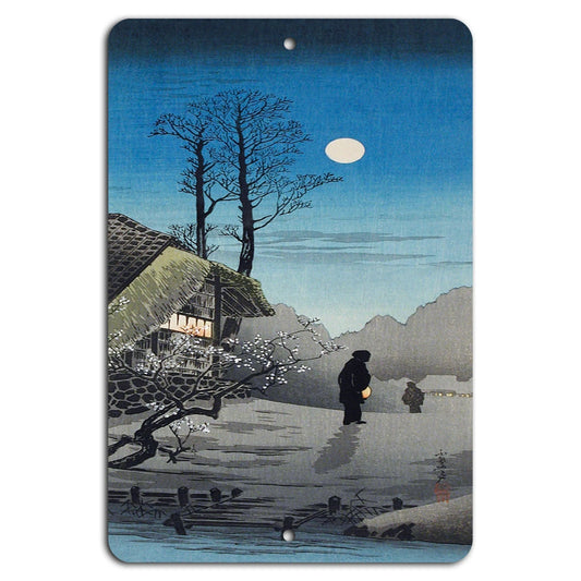 Moonlit Night Vertical Winter Aluminum Sign — product artwork