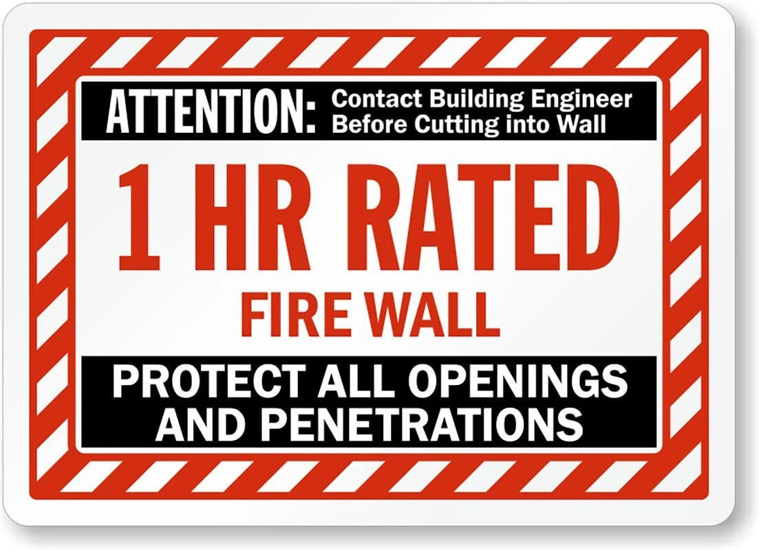 Fire Wall 1 Hour Aluminum Sign — product artwork