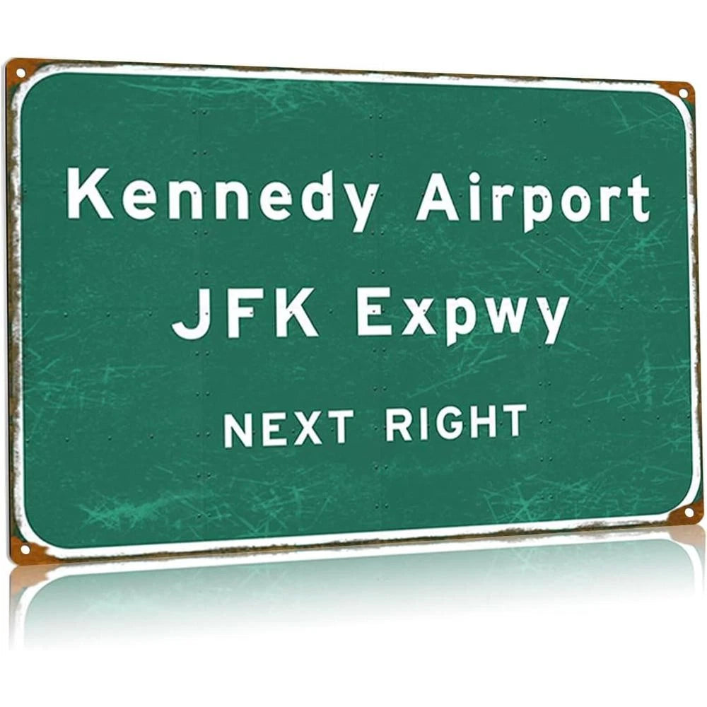 JFK Airport Vintage Funny Kennedy Arrow Aluminum Sign — product artwork