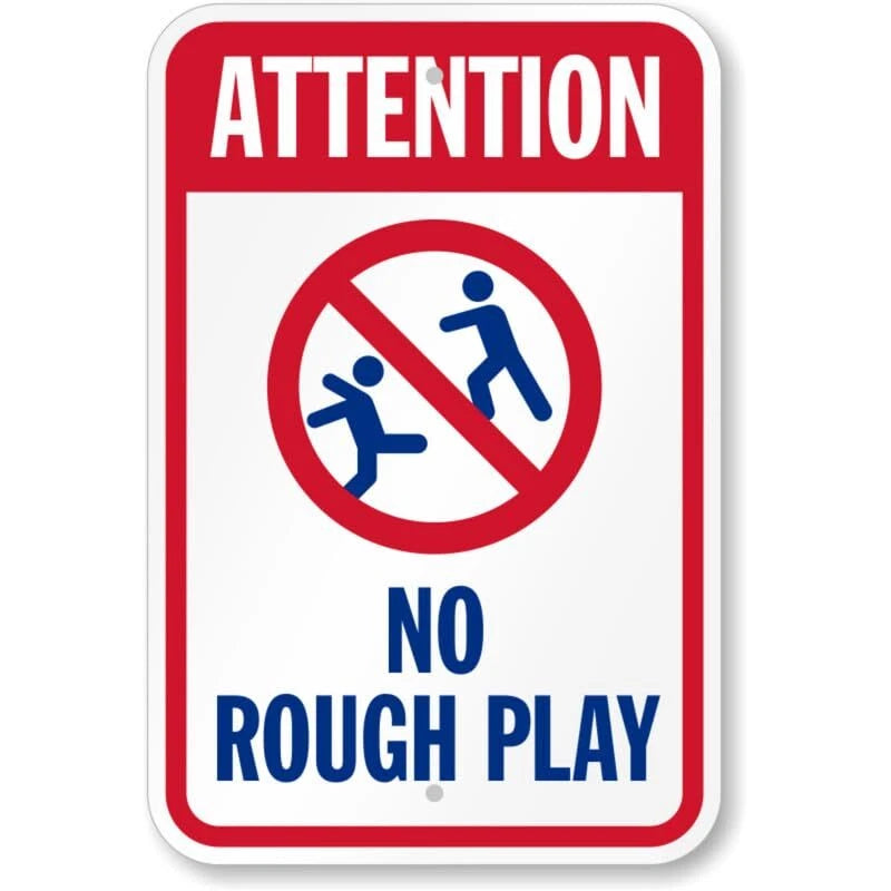 Attention No Rough Play Pool Aluminum Sign — product artwork