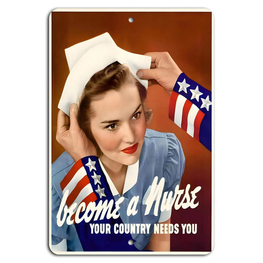 Become a Nurse Your Country Needs You Vintage Aluminum Sign — product artwork