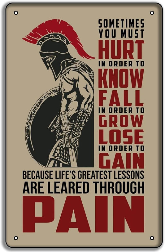 Spartan Warrior Funny Motivation Quote Aluminum Sign — product artwork