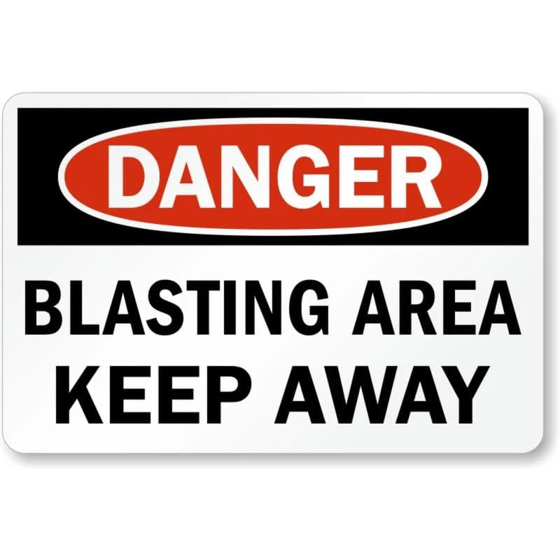 Blasting Area Keep Away Aluminum Sign — product artwork