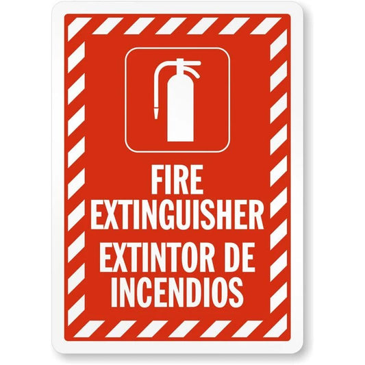 Bilingual Extintor De Incendios Aluminum Sign — product artwork