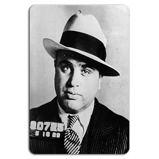 Al Capone Vintage Gangster Mugshot Black White Aluminum Sign — product artwork