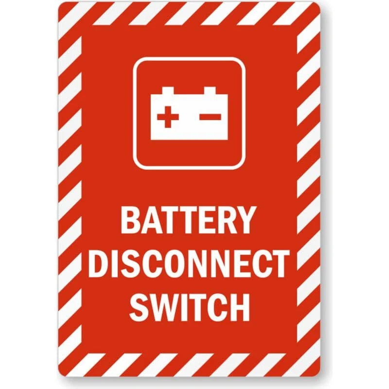Battery Disconnect Switch Aluminum Sign — product artwork