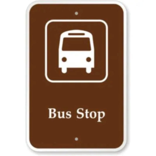 Bus Stop Campground Guide Aluminum Sign — product artwork