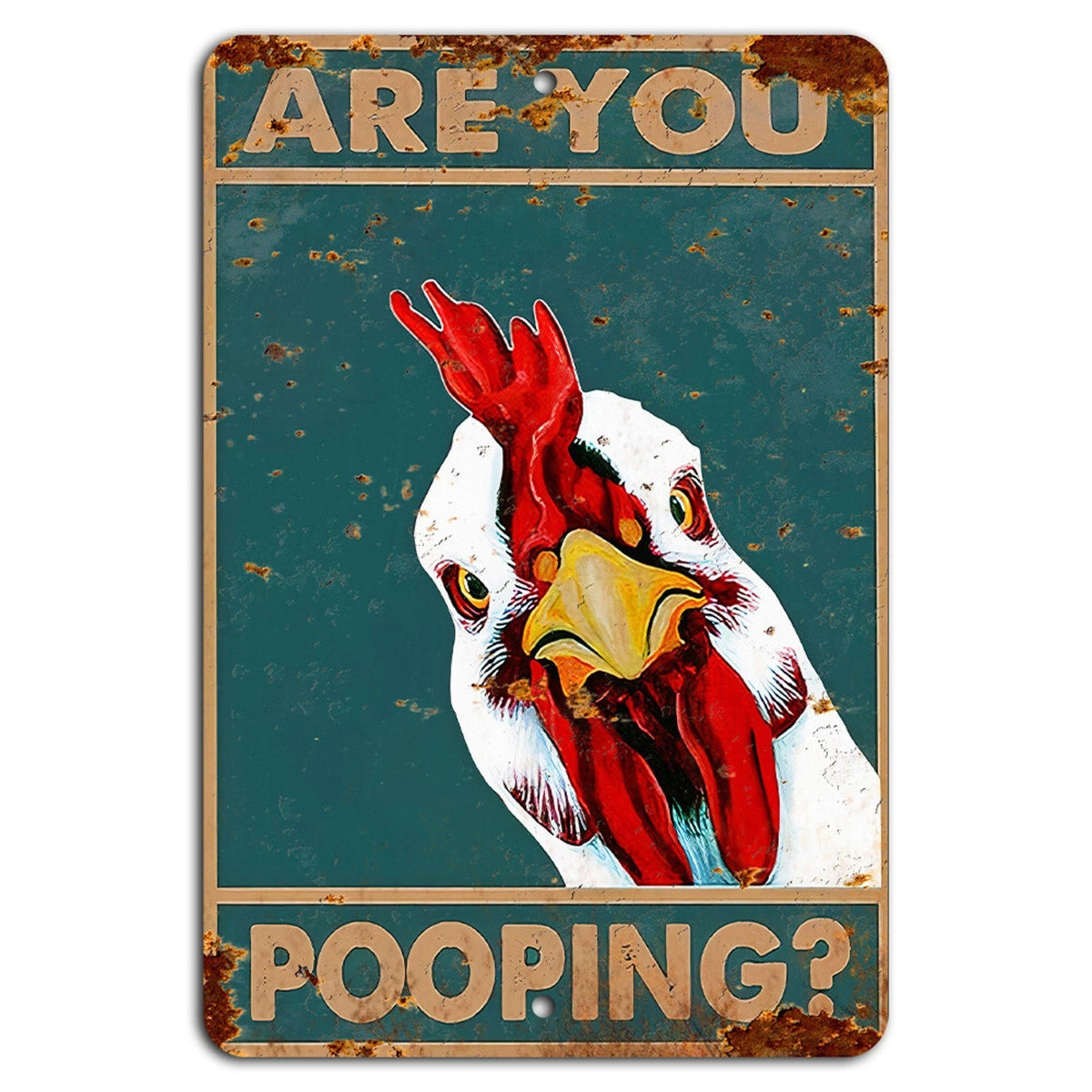 Rustic Bathroom Funny Farmhouse Aluminum Sign — product artwork