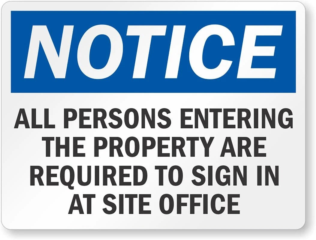 Entry Business Safety Notice Aluminum Sign — product artwork
