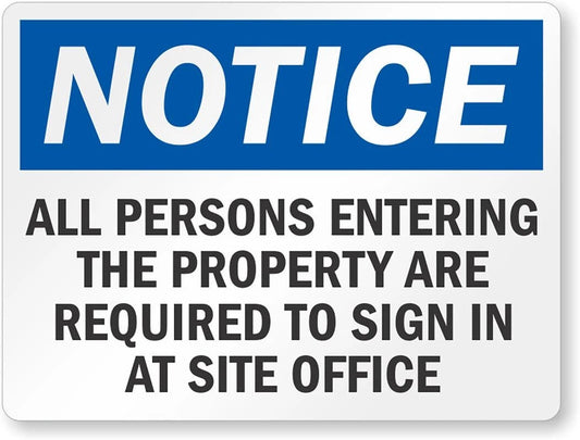 Entry Business Safety Notice Aluminum Sign — product artwork