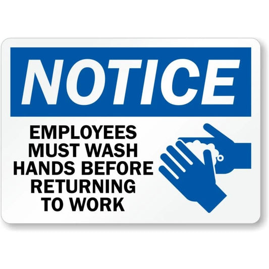 Employees Wash Hands Notice Aluminum Sign — product artwork