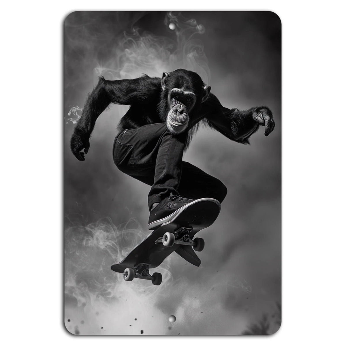 Skateboarding Monkey Grind Wall Art Aluminum Sign — product artwork
