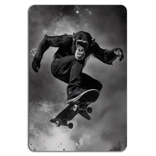 Skateboarding Monkey Grind Wall Art Aluminum Sign — product artwork