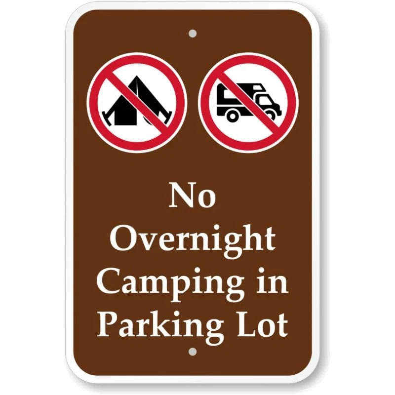 No Overnight Camping Campground Aluminum Sign — product artwork