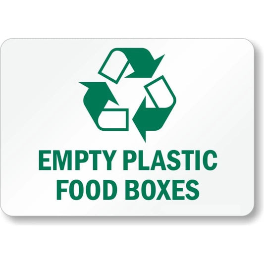 Empty Plastic Food Boxes Aluminum Sign — product artwork
