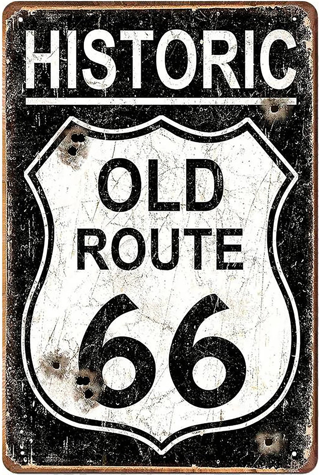 Historic Old Route 66 Funny Aluminum Sign — product artwork