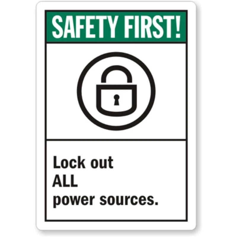 Lockout Switches Caution Aluminum Sign — product artwork