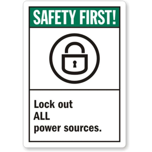Lockout Switches Caution Aluminum Sign — product artwork