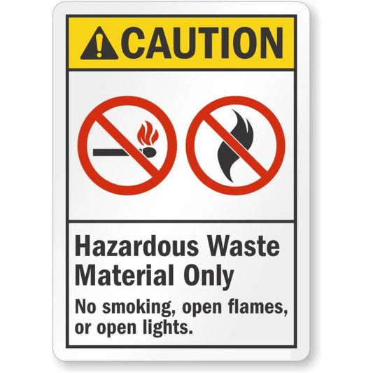 Hazardous Waste Material Only Ansi Caution Aluminum Sign — product artwork