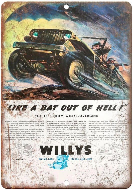 Jeep Willys Military Reproduction Vintage Aluminum Sign — product artwork