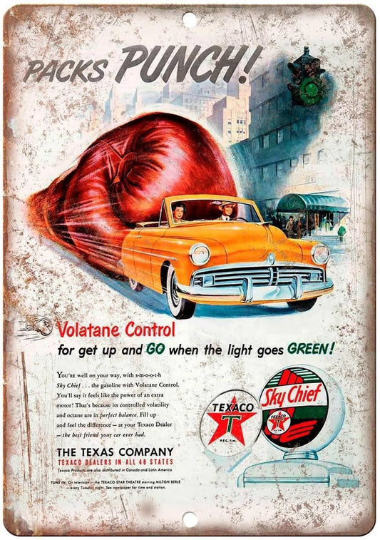 Vintage Gas Texaco Gas Go Green Funny Aluminum Sign — product artwork