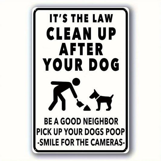 Dog Poop Humorous Cleaning Up Dog Poop Is Law Aluminum Sign — product artwork
