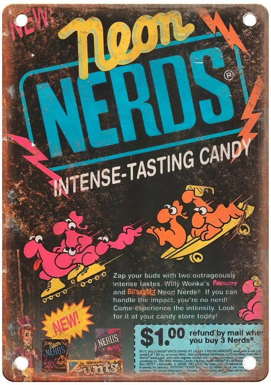 Neon Nerds Intense Tasting Candy Vintage Aluminum Sign — product artwork