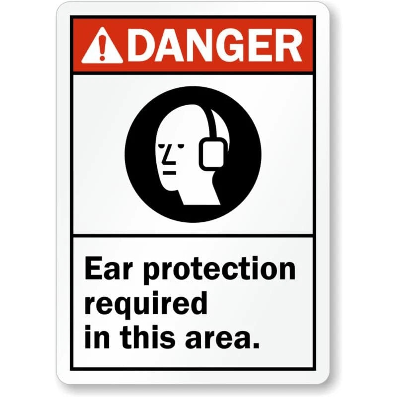 Danger Ear Protection Required in This Area Aluminum Sign — product artwork