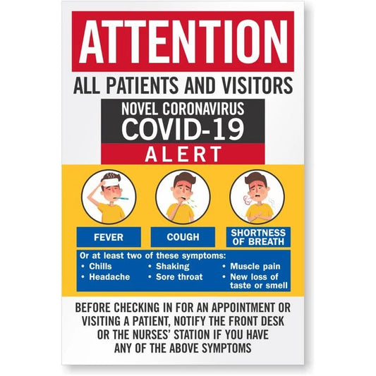 Attention All Patients and Visitors Medical Safety Aluminum Sign — product artwork