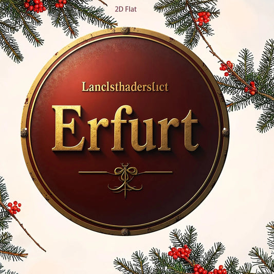 Vintage Erfurt City Golden Letters Bronze Frame Round Aluminum Sign — product artwork