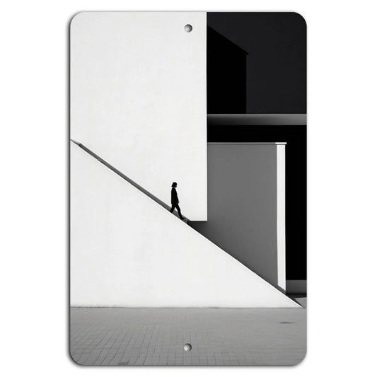 Art Minimalist Black White Contemporary Aluminum Sign — product artwork