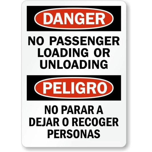 Passenger Loading Unloading Bilingual Aluminum Sign — product artwork