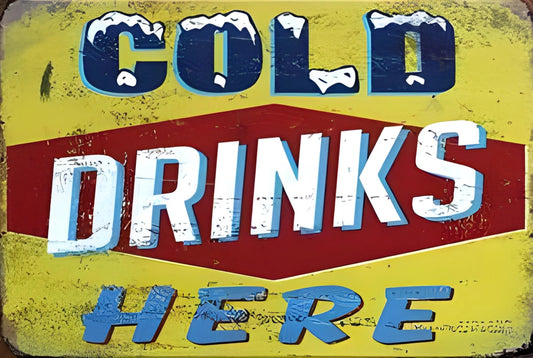 Cold Drinks Here V3 Funny Aluminum Sign — product artwork