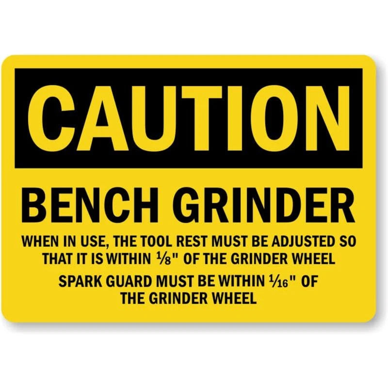 Bench Grinder Caution Aluminum Sign — product artwork