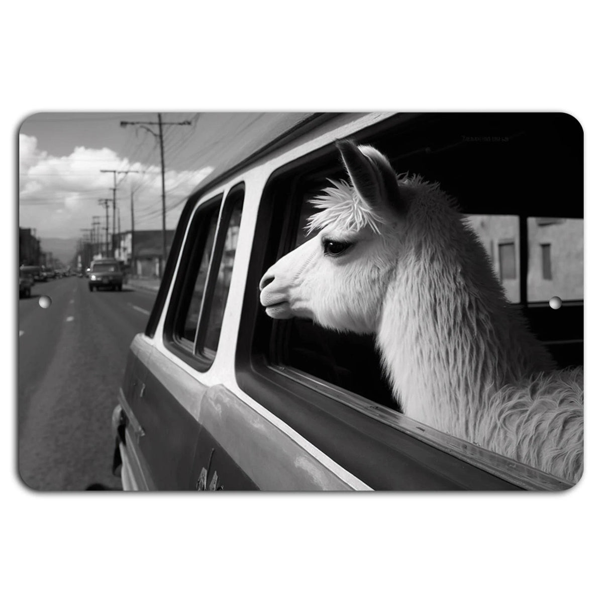 Llama Adventure Horizontal Decorative Aluminum Sign — product artwork