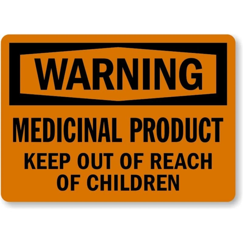 Medicinal Product Children Warning Aluminum Sign — product artwork