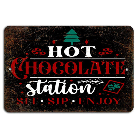 Rustic Hot Chocolate Vintage Cozy Aluminum Sign — product artwork