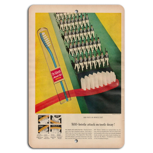 Vintage Toothbrush Retro Dental Aluminum Sign — product artwork