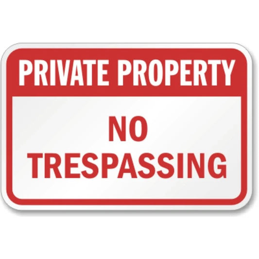 Private Property No Trespassing Red Landscape Aluminum Sign — product artwork