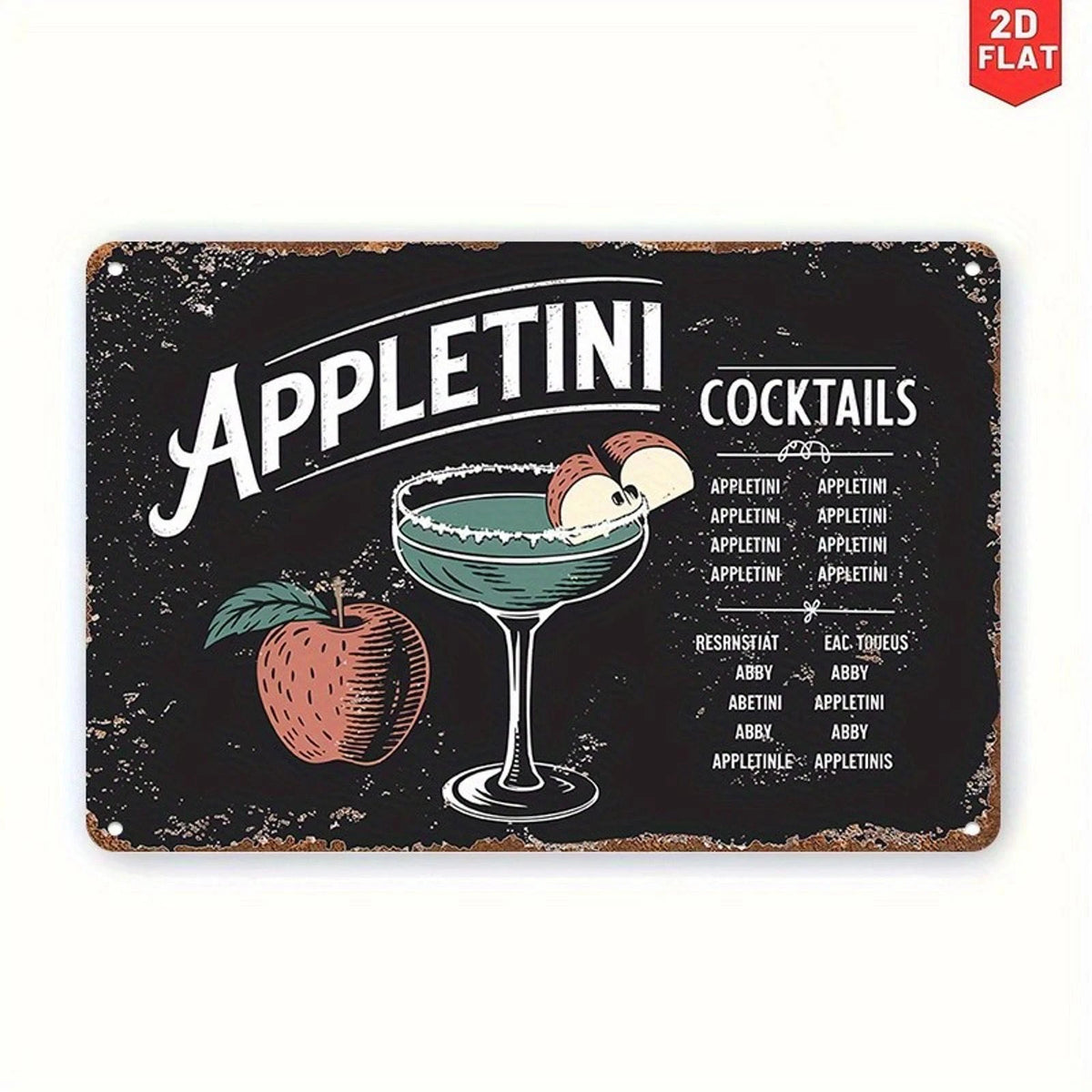 Appletini Funny Retro Bar Aluminum Sign — product artwork