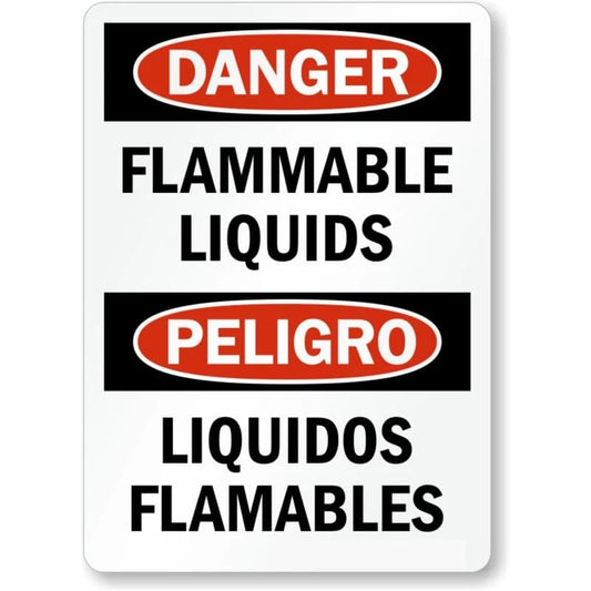 Flammable Liquids Safety Warning Aluminum Sign — product artwork