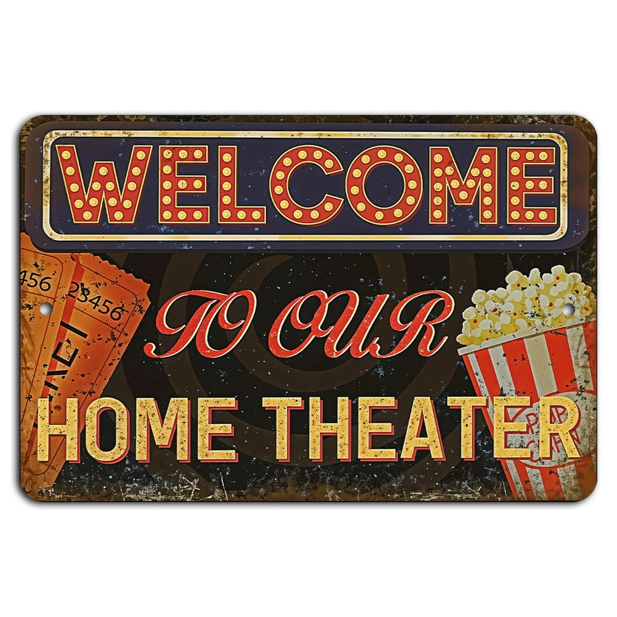 Home Theater Vintage Classic Movie Room Aluminum Sign — product artwork