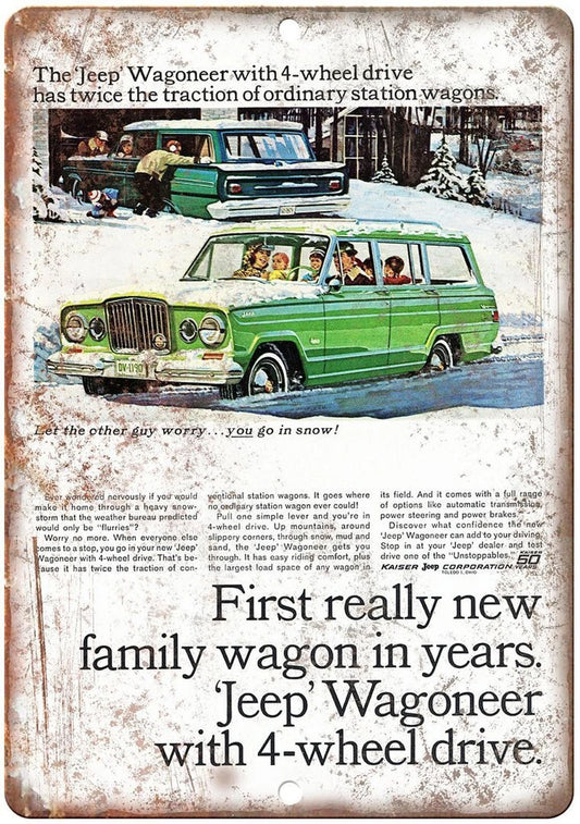 Jeep Wagoneer Vintage 4 Wheel Drive Aluminum Sign — product artwork