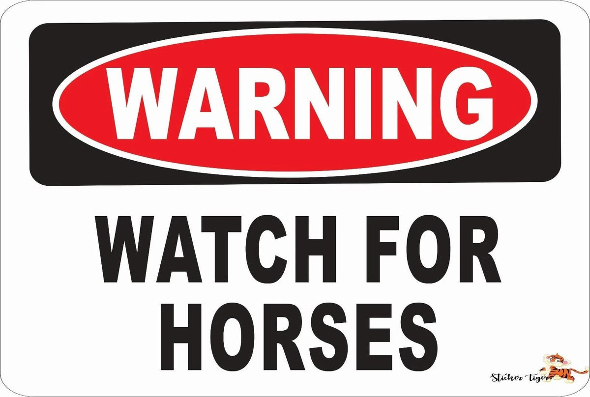 Horse Warning Funny Novelty USA Aluminum Sign — product artwork